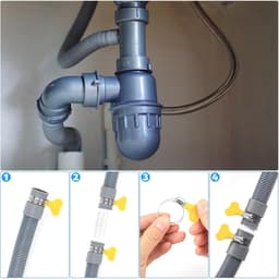 SnelShoppen - 1.5m Afvoerslang Verlenging Wasmachine, Universele Afvoer Hose Set voor Wasmachine, Droger, Vaatwasser met 2 Verlengstukken & 4 Slangkle — thumbnail 2