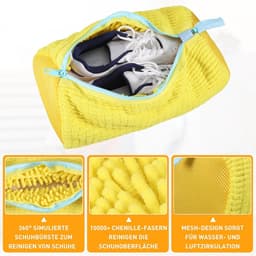 SnelShoppen - Schoenenwaszak met verborgen rits, waszak voor schoenen, wasmachine geschikt, 1 stuk, geel, ideaal voor sport- en werkschoenen, en meer — thumbnail 2