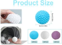 SnelShoppen - Droogballen voor Wasdroger, 15 Stuks Wasballen voor Wasmachine, Fluffy Wasballen voor Tumble Dryer, Herbruikbare TPR Droogballen in 3 Kl — thumbnail 3