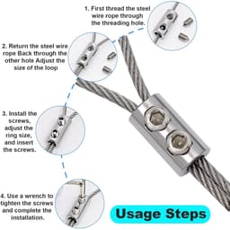 SnelShoppen - Pack van 12 Draadklemmen, 1.5-2 mm, RVS Draadklemmen, Dubbele Gat Koper Klemmen voor Stalen Kabel, Draad, Waslijn, Balkon, Tuin, Buiteng — thumbnail 5