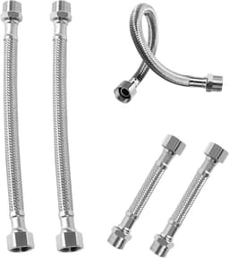 SnelShoppen - 4 Stuks Flexibele Slang 3/8, 304 RVS Water Slang met Bescherming, Ideaal voor Kraan, Wasmachine, Douchekop, Toilet (20cm/10cm) — thumbnail 1