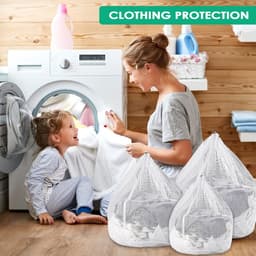 Thijox - Fousenuk Waszakken, Grote Waszak voor Wasmachine, Herbruikbare Netzak met Trekkoord, Ideaal voor Kleding, Sint, Feest of Camping, 3 Stuks, Wi — thumbnail 2