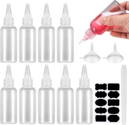 Knijpflessen Set - Kunststof - 5 stuks van 100 ml en 5 stuks van 60 ml - Inclusief trechter en etiketten - Voor Keuken en Creatieve Toepassingen — thumbnail 1