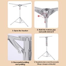 Dailygoods - Inklapbaar Droogrek met 4 Armen - Verstelbaar van 120 tot 170 cm — thumbnail 4