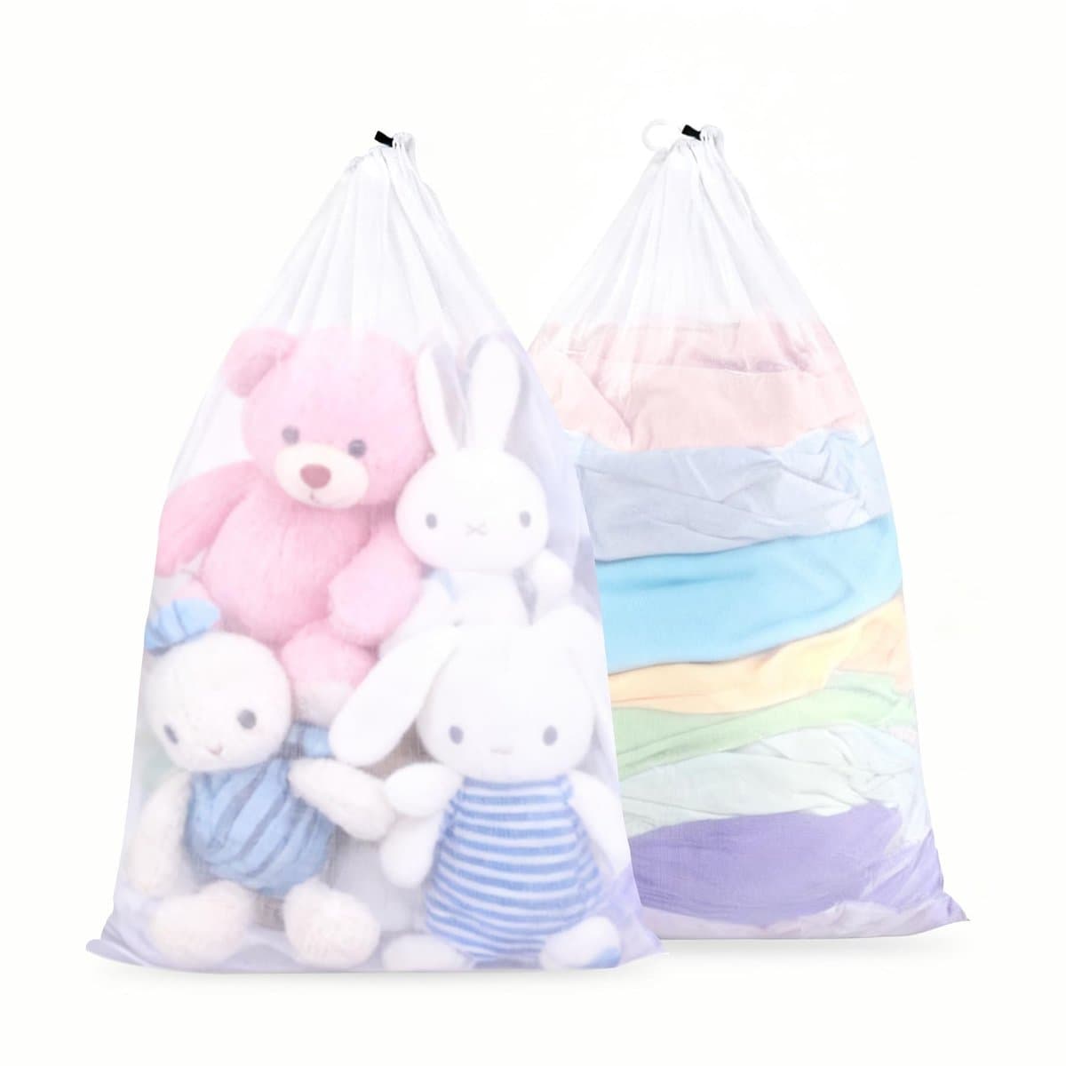 Dailygoods - Set van 2 zakken voor het wassen met trekkoord, duurzaam, slijtvast, anti-klitten, anti-beschadiging, geschikt voor wasmachine, wasmand, schoenwaszak, waszak — afbeelding 1