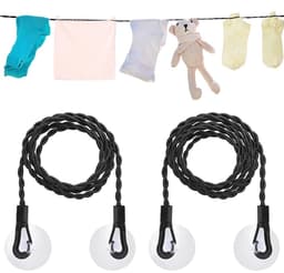 Dailygoods- Waslijn Uitschuifbaar 1,5/3 m - 2 Stuks Reiskleding - Draagbaar - Winddicht - Haken/Zuignap - Hoogwaardig Nylon - Wasophanglijn — thumbnail 1