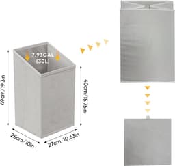 Wasmand voor de badkamer - Schuine wasmand - Verborgen wasmand - Badkameropbergkast - Met uitneembare binnenmand - MDF - 69,5 x 35 x 70,5 cm - Geschikt voor wasruimtes, badkamers en balkons - Lichtbruin — thumbnail 2