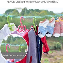Nylon Waslijnen - Drogen Touw - Kleding Drogen - Windproof Fence Design - Tot 10 Meter - Roze — thumbnail 5