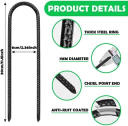 Dailygoods- Grondankers 30 cm - 8 Stuks - Tuinharingen/Staken - Membraanharingen - Voor Harde Vloeren - Voor Tuin/Camping - Tentharingen — thumbnail 3