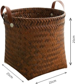 Dailygoods - Lichtgewicht en duurzame kunstmatige rotan opbergmand, speelgoeddoos, wasruimte, deken, moderne woondecoratie, geweven mand met handvat, tweedelige set 25 cm x 25 cm — thumbnail 2