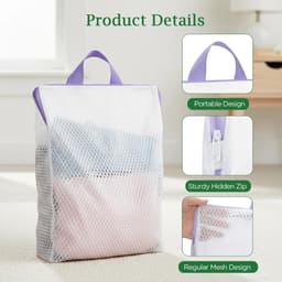 Wasnetjes met ritssluiting - Wit - 30 x 40 cm - Duurzaam micro-mesh met handvat - Voor wasmachine en reizen — thumbnail 5
