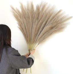 8 stuks 113 cm groot decoratief kunstpampasgras XXL pampasgras kunstgedroogde bloemen voor boho-decoratie in de woonkamer, tweepersoonsbed, vaas, slaapkamer (bruin) — thumbnail 1