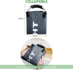 3 Secties Grote Wasmand, Opvouwbare Waszak, Opklapbare Wasmand, Draagbare Opbergtas met Handgrepen, Vuile Kledingzak voor Badkamer, Slaapkamer, 90L, Donkergrijs — thumbnail 2