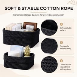 Set van 2 opbergmanden voor badkamer, haakmand, decoratieve opbergmand, kleine opbergmanden, kleine opbergmanden voor slaapkamer, keuken, kast, speelgoed, make-up — thumbnail 4