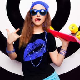 Dames jaren 80 kostuum accessoires set, lippen print T-shirt kant hoofdband oorbel halskettingen armband voor jaren 80 themafeest (koningsblauw, XXL) — thumbnail 2