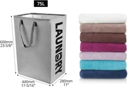SnelShoppen - 2 Stuks 75L Vouwbare Wasmanden met Verstevigde Handvatten, Duurzaam Canvas, Waterdicht, Ideaal voor Badkamer, Woonkamer, Kamperen — thumbnail 2