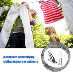 SnelShoppen - RVS Kabel 2 mm x 10 m met PVC Coating | Verstelbare Staal Kabel voor Gordijnen, Waslijn, Hanglamp - Corrosiebestendig voor Binnen en Bui — thumbnail 2
