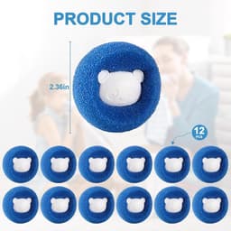 SnelShoppen - Pack van 12 Herbruikbare Haarvangers voor Wasmachine - Dierharen Verwijderen - Geschikt voor Honden en Katten - Efficiënte Pluche Ballen — thumbnail 3