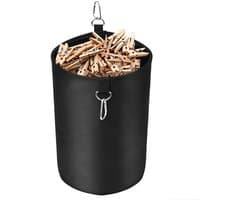 Wasknijperzak met sluitkoord, voor maximaal 200 knijpers, knijpzak voor wasknijpers, opslag voor binnen en buiten, zwart, cylindricity