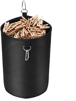 Wasknijperzak met sluitkoord, voor maximaal 200 knijpers, knijpzak voor wasknijpers, opslag voor binnen en buiten, zwart, cylindricity — thumbnail 1