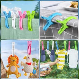 10 stuks kleurrijke strandhanddoekclips, extra grote plastic wasclip wasknijpers winddichte kledingspelden voor strand, zwembad, dagelijkse wasserette, zware badhanddoek — thumbnail 3