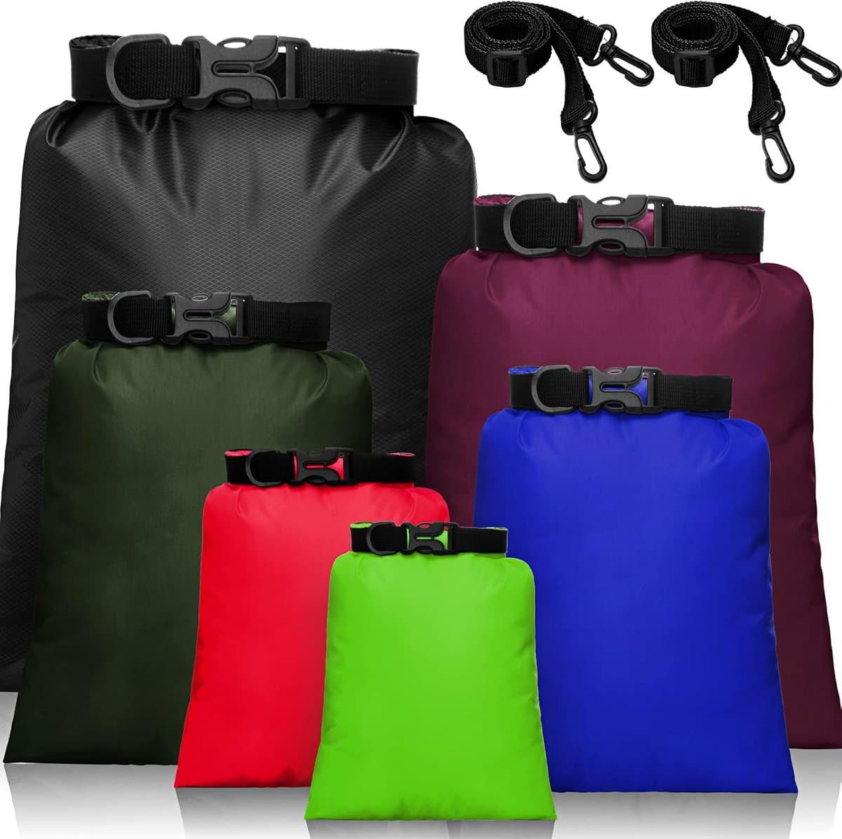 Waterdichte Dry Bag Set 6 Maten Lichtgewicht Zakken en Lange Verstelbare Schouderriem Outdoor Waterdicht Houden Gear Dry Bag Stuff Zakken voor Backpacken, Varen, Wandelen Camping — afbeelding 1