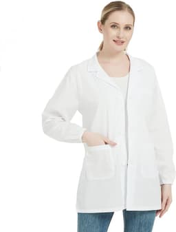Jas, laboratoriumjas, doktersjas, doktersjas, voor vrouwen, witte jas voor dames, geschikt voor studenten, wetenschappelijk laboratorium, verpleegster, cosplay, katoenen jas, wit, S — thumbnail 5