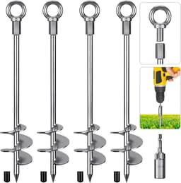 SnelShoppen - Dolibest Tentpinnen Heavy Duty 46cm Grondanker Schroef voor Trampoline, Camping, Swing, Tuinhuis, Hond, Carport, 4 Stuks — thumbnail 1