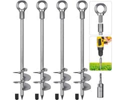 SnelShoppen - Dolibest Tentpinnen Heavy Duty 46cm Grondanker Schroef voor Trampoline, Camping, Swing, Tuinhuis, Hond, Carport, 4 Stuks