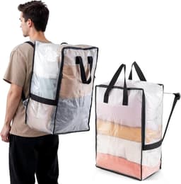 SnelShoppen - Verhuistassen 2 Pack, Duidelijk, Sterke Handvatten & Ritsen, Kledingopslag, Waszakken, Verpakkingsmateriaal, Reis- en Verhuisspullen — thumbnail 1