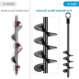 Grondankers 47 cm, metalen stormankers voor trampoline, schommel en honden, 2 stuks met opbergtas, zwart — thumbnail 5