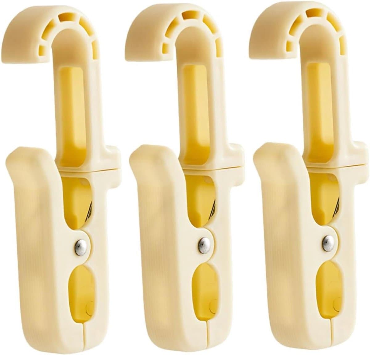 Wasknijpers Met Clips - Washaken Hanger - Kleding Drogen - Zware Dienst - 12.50X3.50X2.00CM - Beige — afbeelding 1