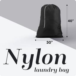 Nylon XL waszak, grote inhoud met afsluitbaar trekkoord, machinewasbaar, past in wasmand of kledingmand, geschikt voor twee ladingen kleding (zwart, 30" x 40") — thumbnail 3