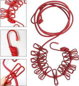 2 Stuks Verstelbare Elastische Uitrekbare Kledinglijn Voor Reizen En Camping - Draagbare Kledinglijn - Elastische Kledinglijn - Winddichte Kledinglijn Voor Vakantie, Reizen, Kamperen, Balkon — thumbnail 2