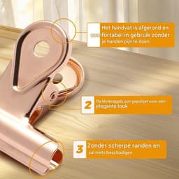 Knijpers 30mm Metaal - Sterke Veer - Elektroplating - 6 Stuks - Kantoor Thuis School Blauw — thumbnail 5