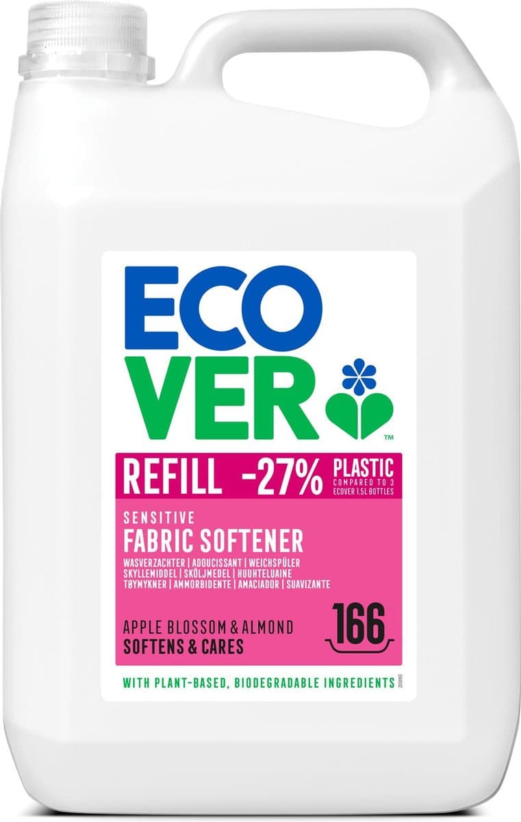 Ecover Wasverzachter - Grootverpakking 5 L - 166 wasbeurten - Plantaardig & Biologisch afbreekbaar - Appelbloesem & Amandel geur — afbeelding 1