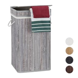 Bamboe wasmand - opvouwbaar - 70 liter - grijs — thumbnail 1