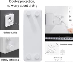 Inklapbare Onzichtbare Waslijn voor Binnen - Dubbele Lijn met Verstelbare Touw voor Balkon en Badkamer - 4.2m — thumbnail 4