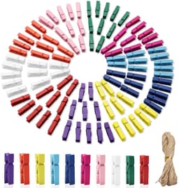 IMPERATORIS® Wasknijpers Kunststof - Waslijnklemmen - Extra Sterk - Soft Grip - Laat Geen Afdruk Achter - Weerbestendig - Set van 100- Veelkleurig - 10 meter — thumbnail 1