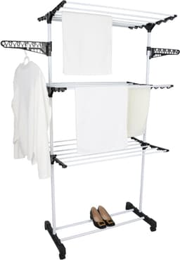 White-Label® Wasrek Inklapbaar op Wieltjes - Droogmolen - Droogtoren Staand — thumbnail 3