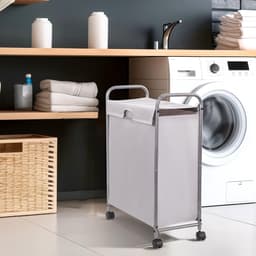 Unyqoos® Ruime wasmand met wielen en deksel voor smalle opbergruimtes — thumbnail 2