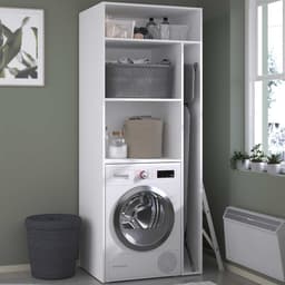 Wasmachinekast Londy - 80x60x203cm - Wit - Parisot - Wasmachine Ombouw - Wit - Melamine; Spaanplaat — thumbnail 1