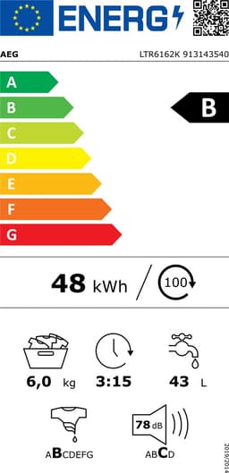 AEG LTR6162K - Wasmachine - Energielabel B - 6 kg - 1200 toeren- Wit — thumbnail 2
