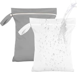 2 Pack Wasbare Luiertassen - 40 x 30 cm - Waterdichte Baby Badmode - Herbruikbare Tassen voor Vuil Wasgoed - Reis Zip Waterdichte Tas voor Baby's - Strand Reis - Handtas Organizer — thumbnail 1