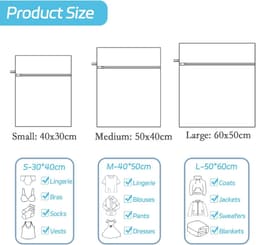 Twee herbruikbare waszakken, geschikt voor delicate kleding, ondergoed, sokken, enz., met bescherming tegen vervorming, 40*50 cm. — thumbnail 5