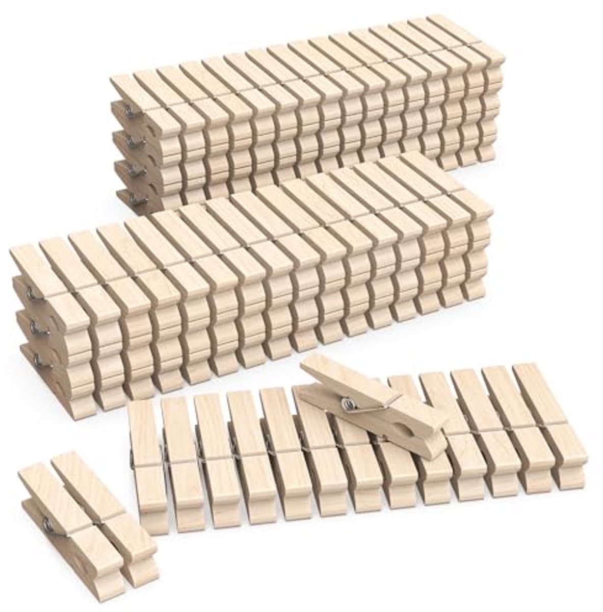 Mini Houten Gekleurde Wasknijpers - 128 Stuks — afbeelding 1