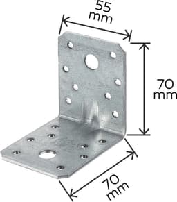 Hoekankers Extra Sterk met Rib | Verzinkte Staal | 90 x 90 x 65 mm | Set van 12 — thumbnail 4