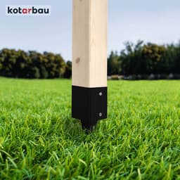 Kotarbau Zwart Stalen Grondanker Set - 51x51x600mm - Voor Pergola en Tuinhuis — thumbnail 2