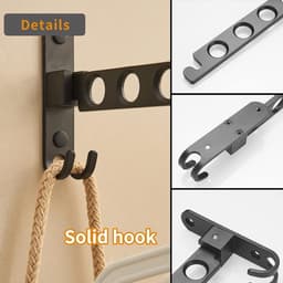 Wandgemonteerd Kledingrek - Droogrek - Droogrek Inklapbaar - Aluminium - Zwart — thumbnail 5