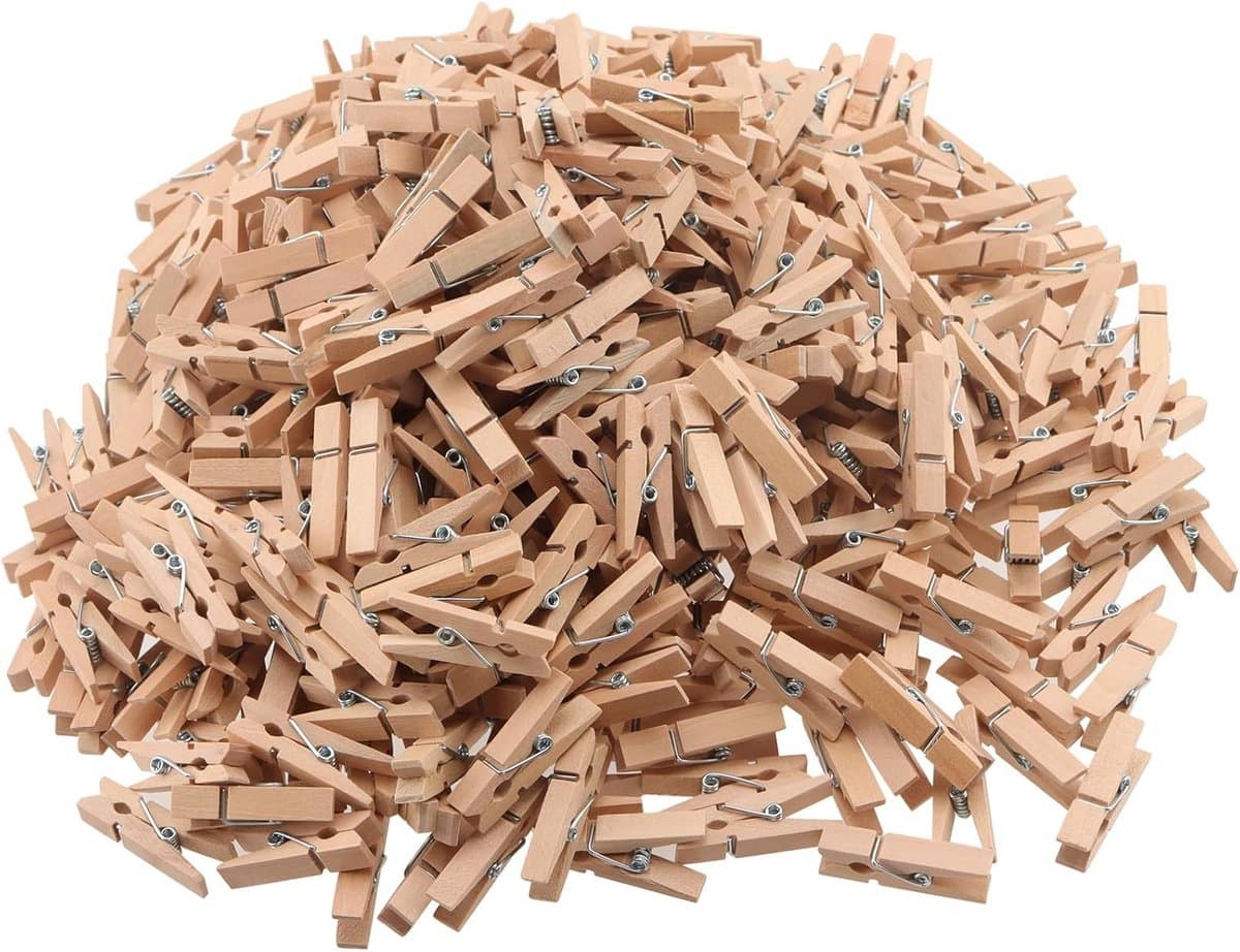 500 Mini Houten Wasknijpers 3,5 cm - Decoratieve Fotoclips voor Foto's & Knutselen — afbeelding 1